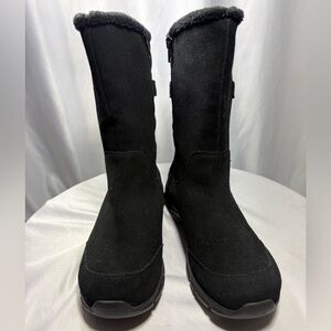 Lands End Women's Black Thermolite Suede Mid Calf Winter Boots Sz 10
